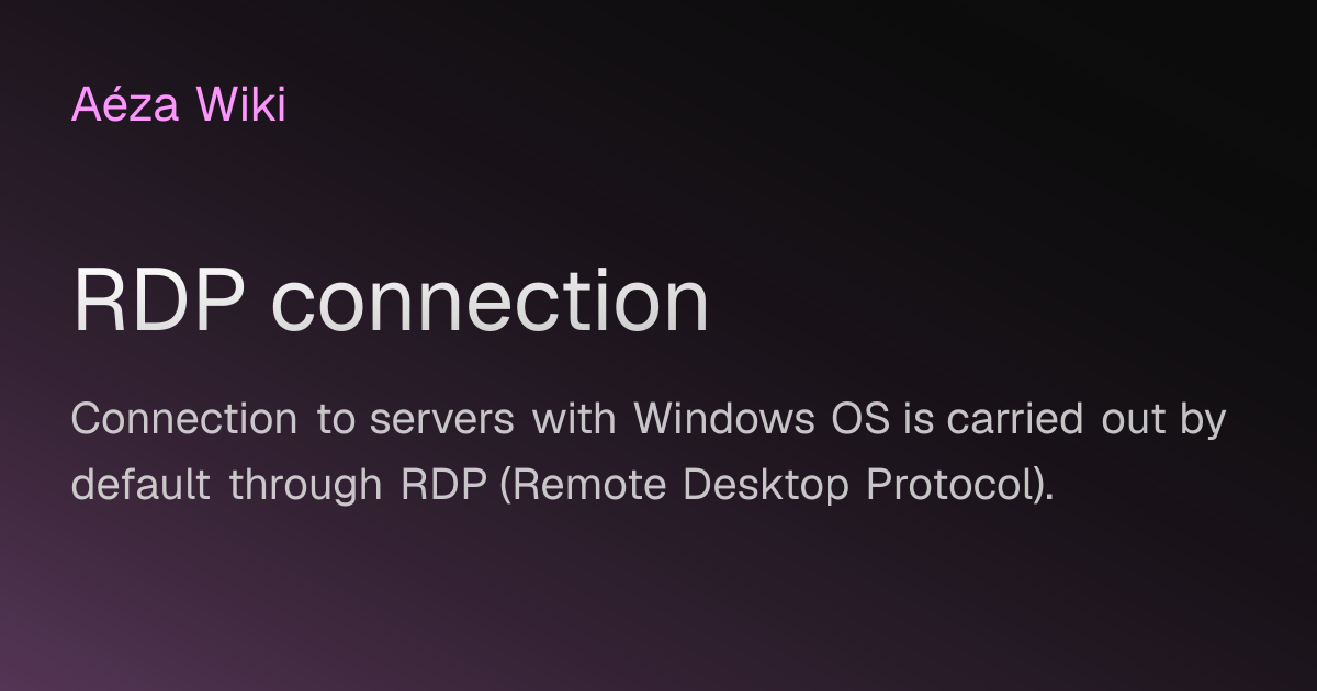 RDP connection | AézaWiki
